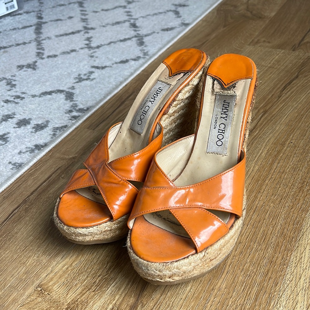 Jimmy Choo Rattan Wedge Shoes
